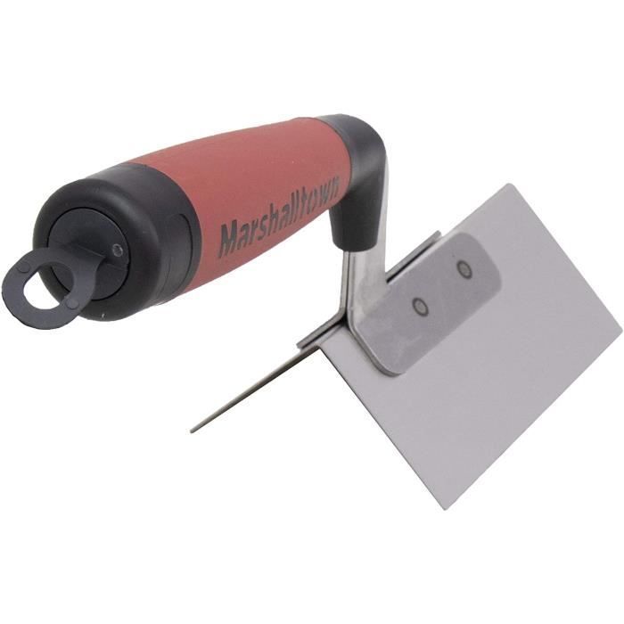 Maniglia angolare esterna Marshalltown DuraSoft in acciaio inossidabile, ideale per la costruzione di pareti divisorie.