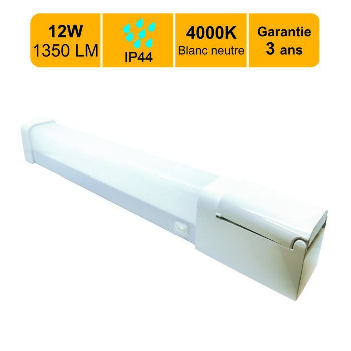 Aplique LED de pared para baño de 12 W - 1350 lm - 4000 K + enchufes 2P+E de 16 A IP44 - 3 años de garantía