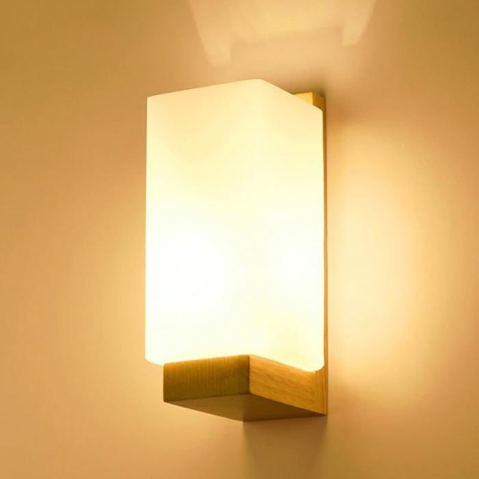 Aplique de pared vintage DELIPOP - Madera natural y metal - Casquillo E27, máximo 60 W - Ideal para pasillos y escaleras
