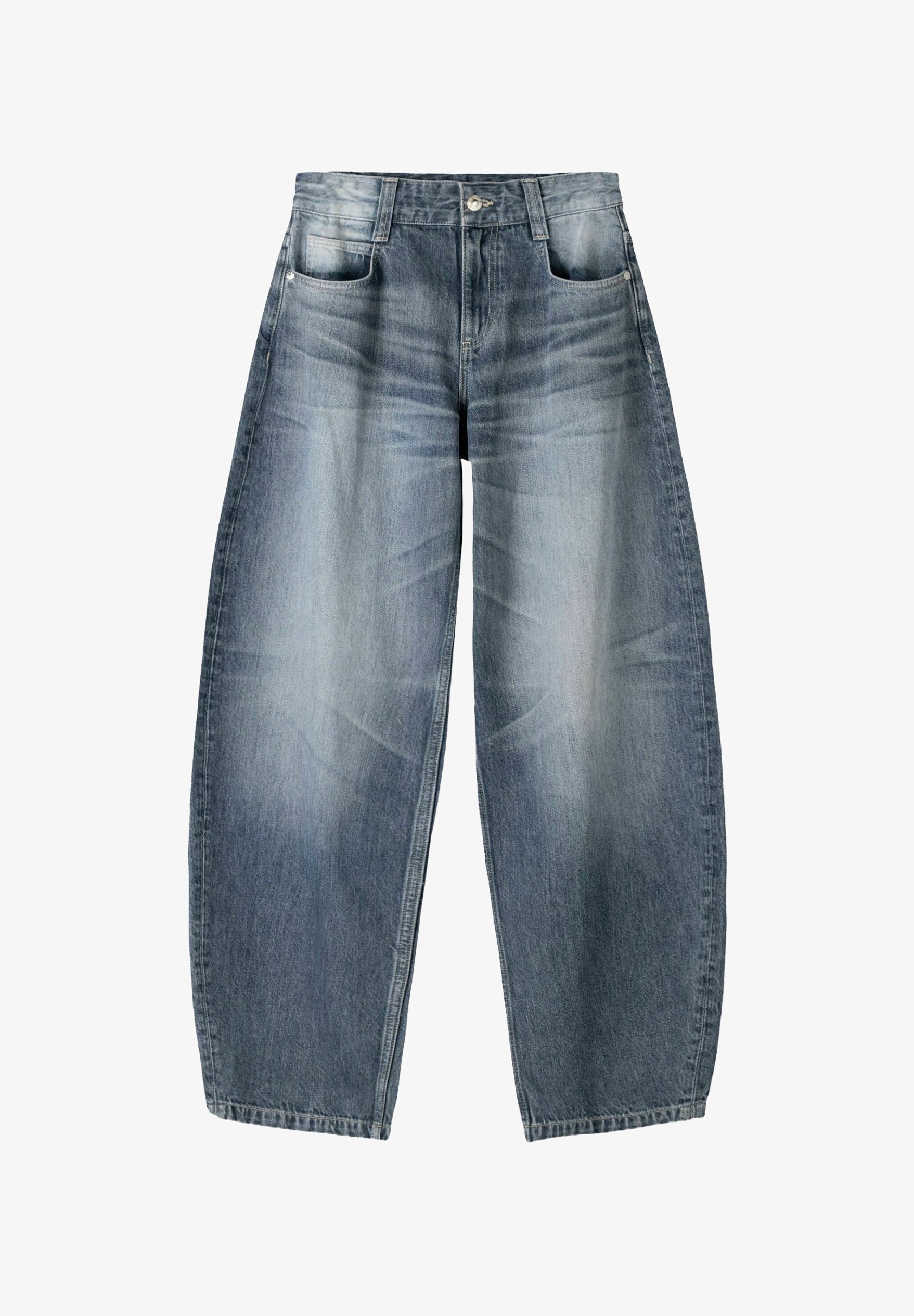 Bershka BALLOON - BAGGY - Relaxte jeans - donkerblauw