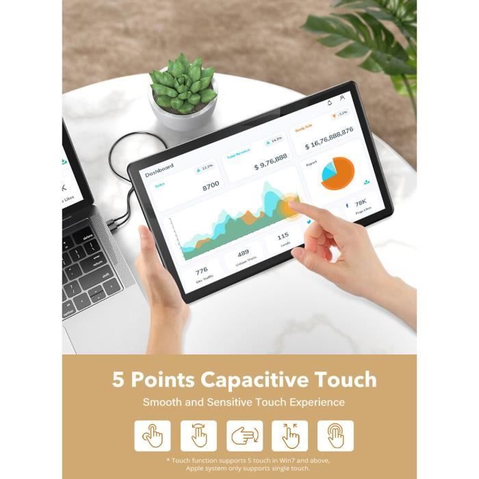 Monitor portatile touchscreen da 15,6 pollici con risoluzione 1080p, porte HDMI, USB-C, OTG e copertura sRGB al 100% - Upperfect M156B03