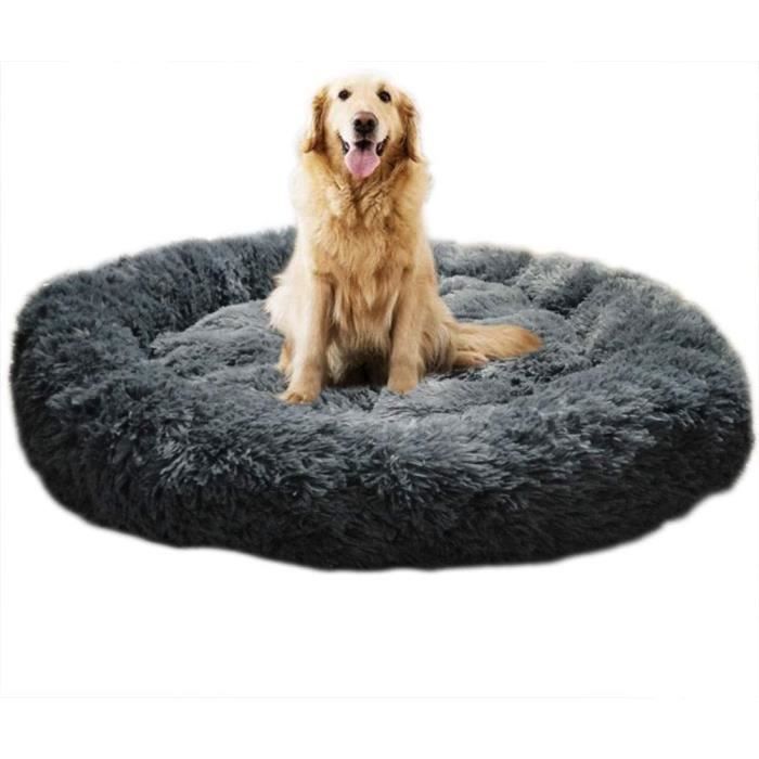 Cama redonda extragrande e macia para cães e gatos, lavável e com almofada, cesta de luxo para animais de estimação - 100x100cm - Cinza
