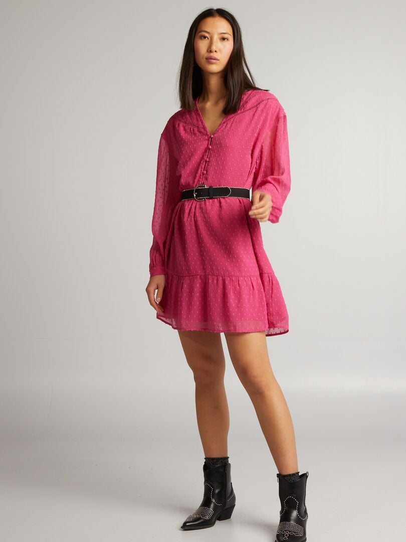 Vestido de voile Plumetis - ROSA