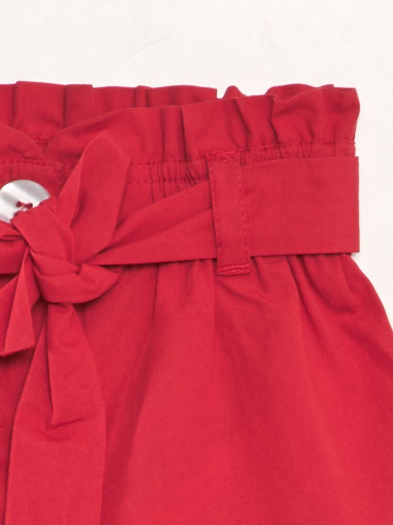 Shorts de popeline com cinto - VERMELHO