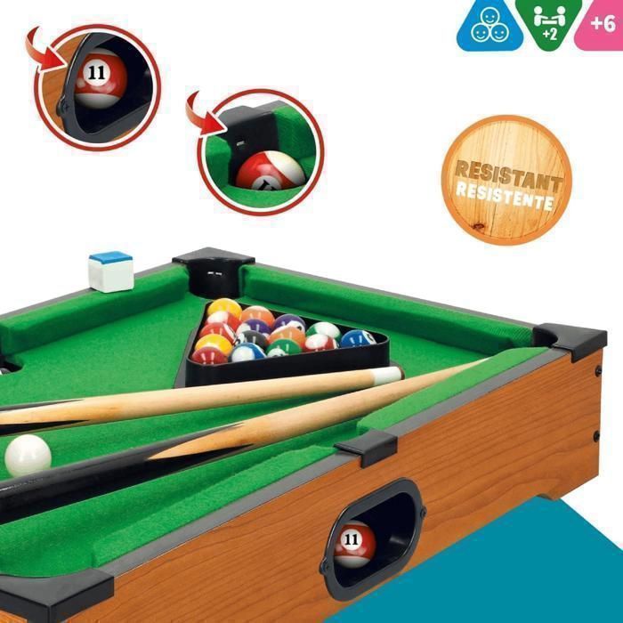 DEVESSPORT Mini biliardo da tavolo con recupero delle palle - Ideale per bambini, completo di accessori.