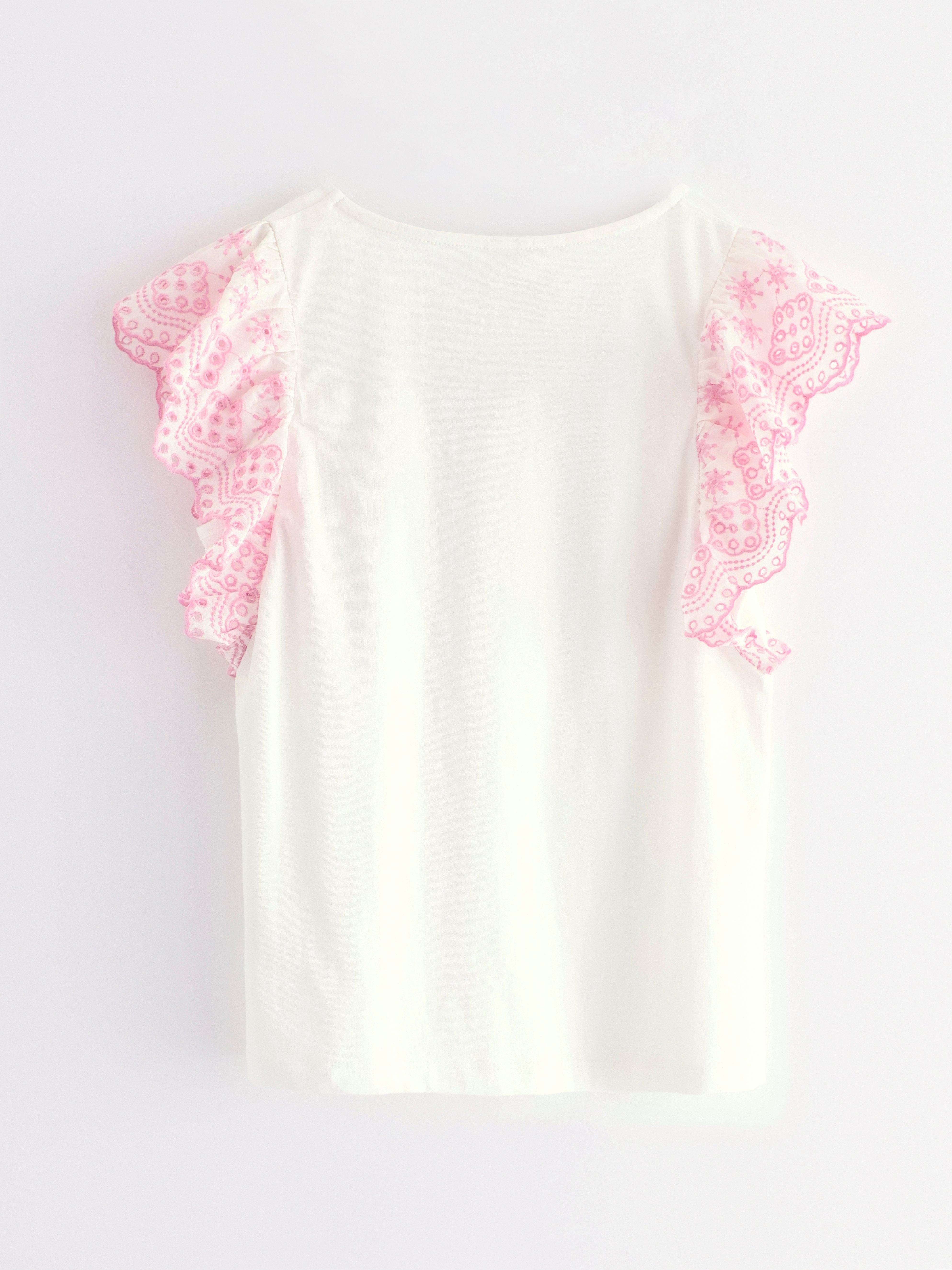 Blusa com mangas bordadas rosa claro