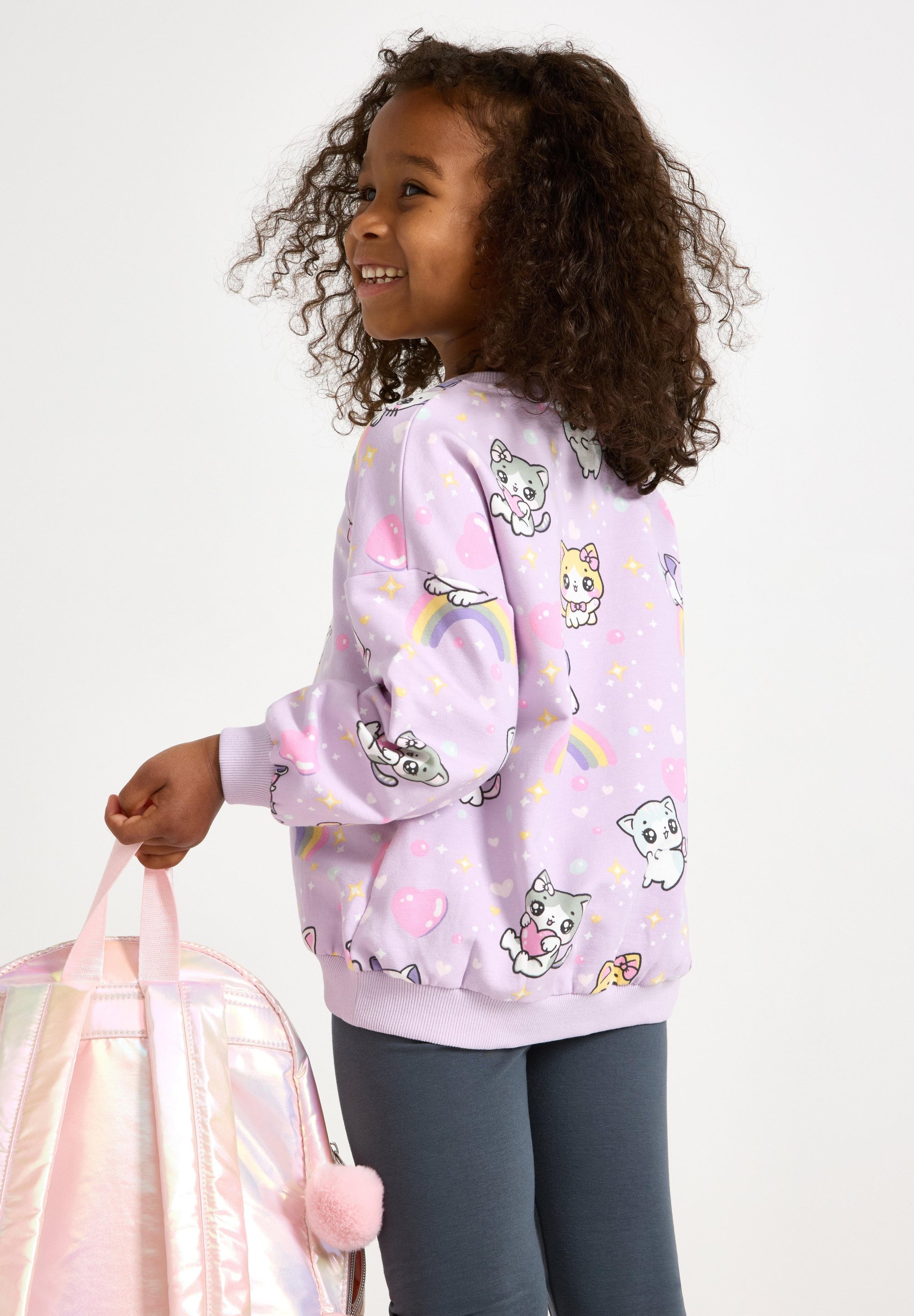 Lindex CATS AND RAINBOWS - Sweatshirt - licht lila