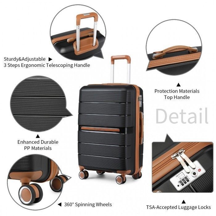 Mala de viagem grande British Traveller, 76x50x31cm, com rodinhas e trava TSA, ideal para bagagem de mão - 92L, preta.