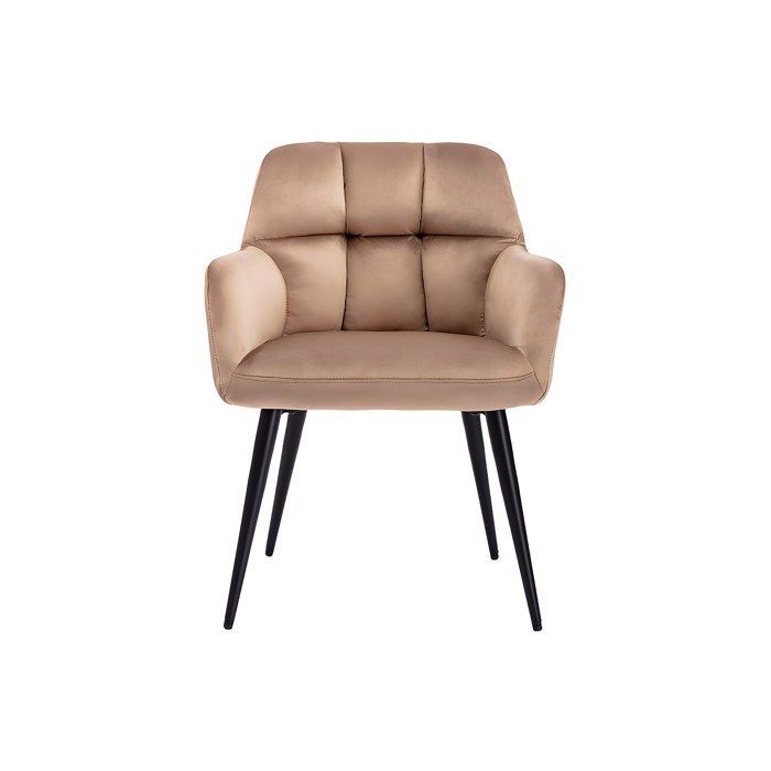 Lot de 2 chaises  avec accoudoirs - Velours et métal - Beige - PEGA