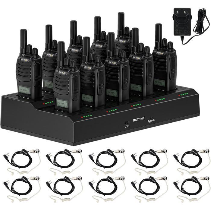 Walkie Talkie profesional Retevis H777D, walkie talkie de largo alcance, pantalla LCD, botones, para uso en seguridad y hoteles (paquete de 10)