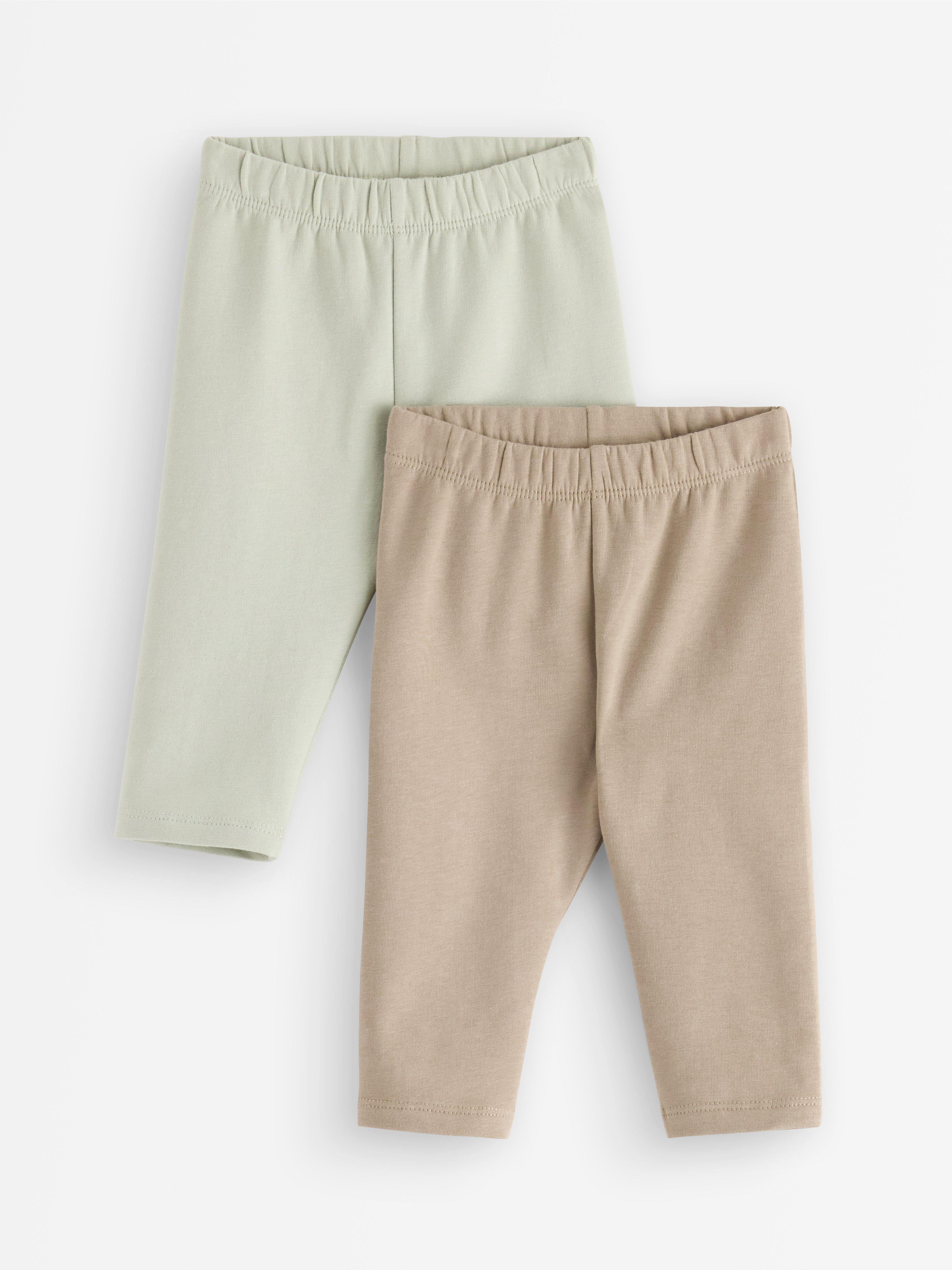 Conjunto de 2 leggings com interior escovado, verde claro acinzentado.