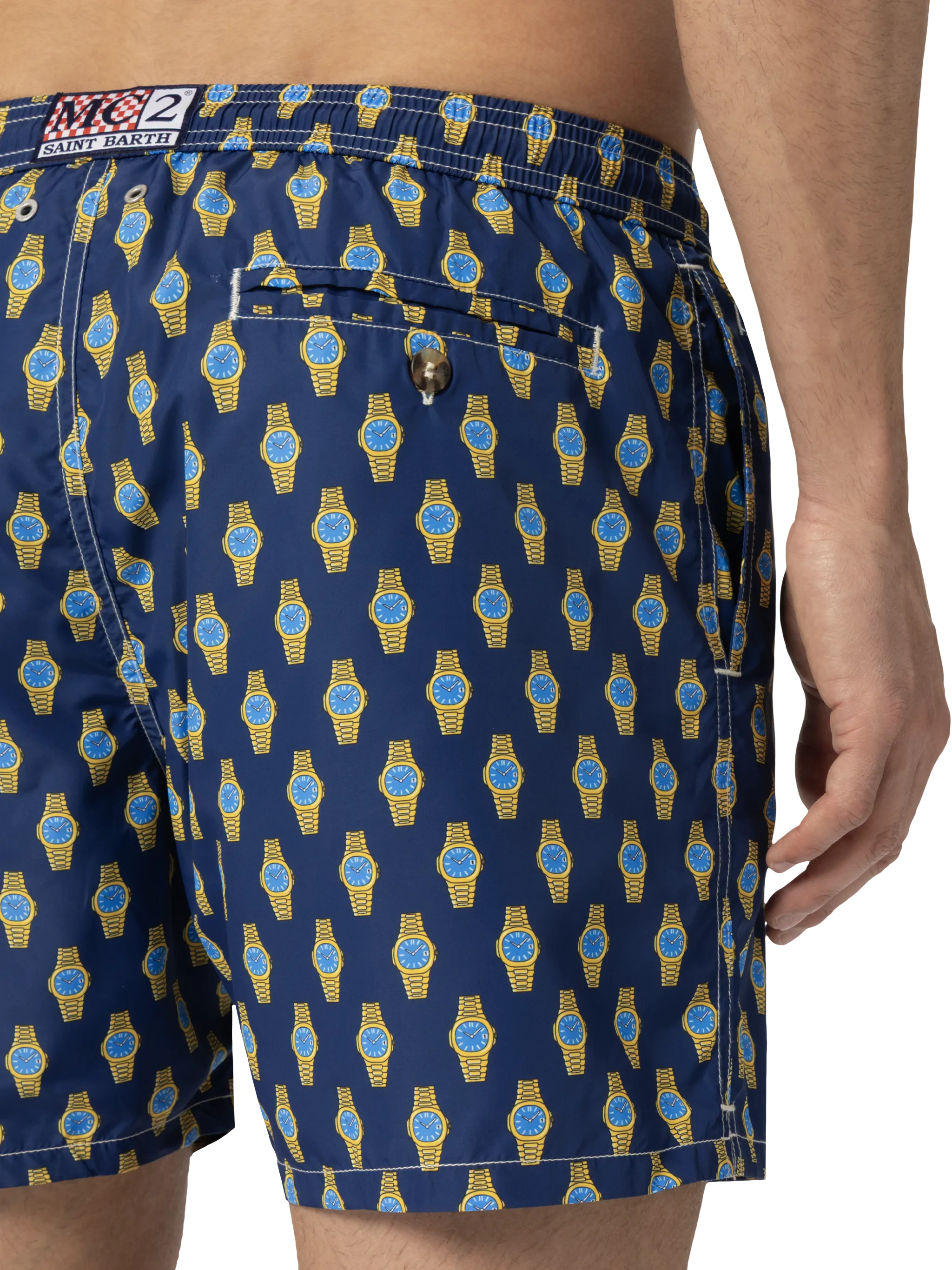 Zwemkleding met verlichtingseffect in lichtgewicht stof met klokprint.