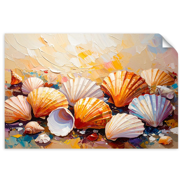 Naklejka samoprzylepna Feeby Kolorowe Muszle Plaża imitacja farby 30x20