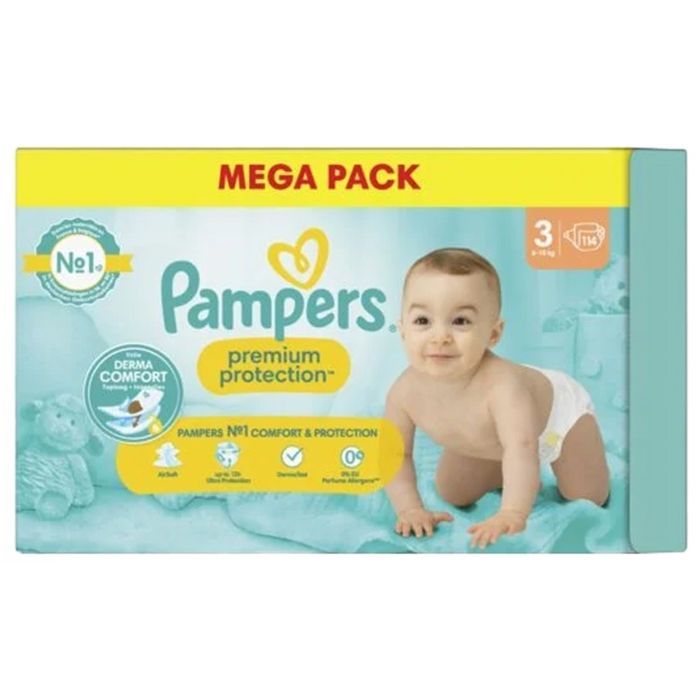 Pañales Pampers Premium Protection T3, 114 unidades (6-10 kg)