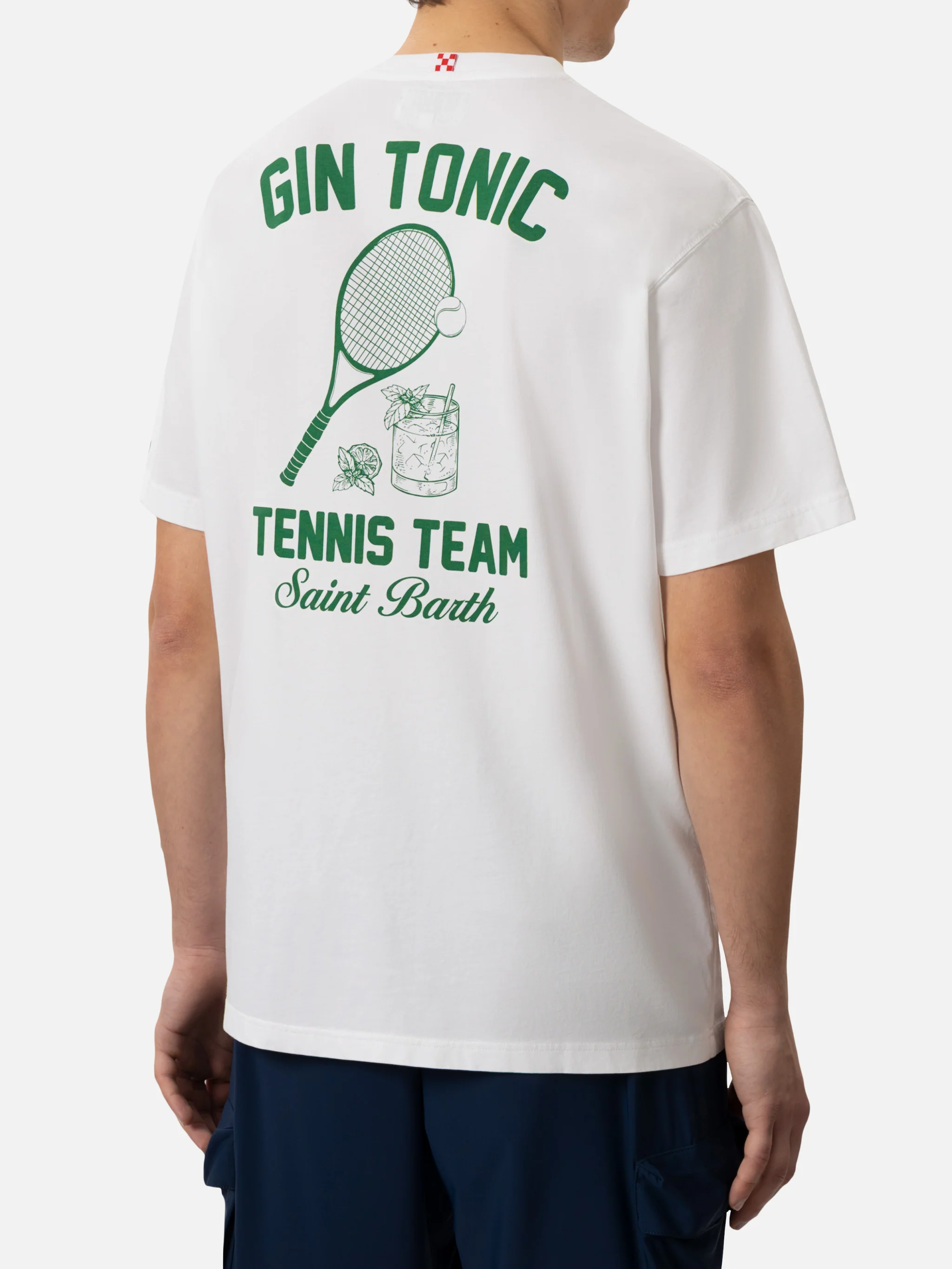 Herren-T-Shirt aus Baumwolle mit kleinem Gin-Tonic-Aufdruck
