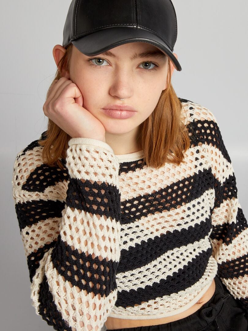Jersey de punto calado - negro
