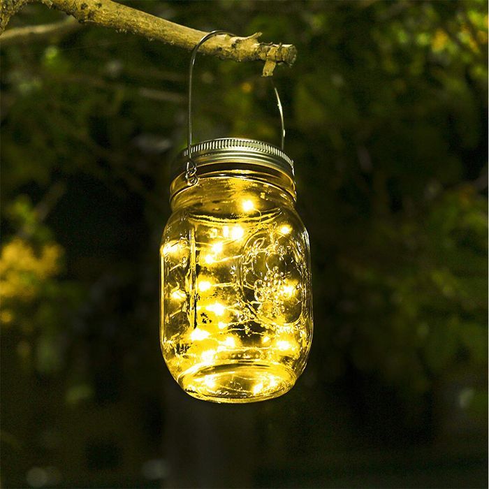 Guirnalda de luces LED impermeables con tapa de tarro Mason para interiores y exteriores
