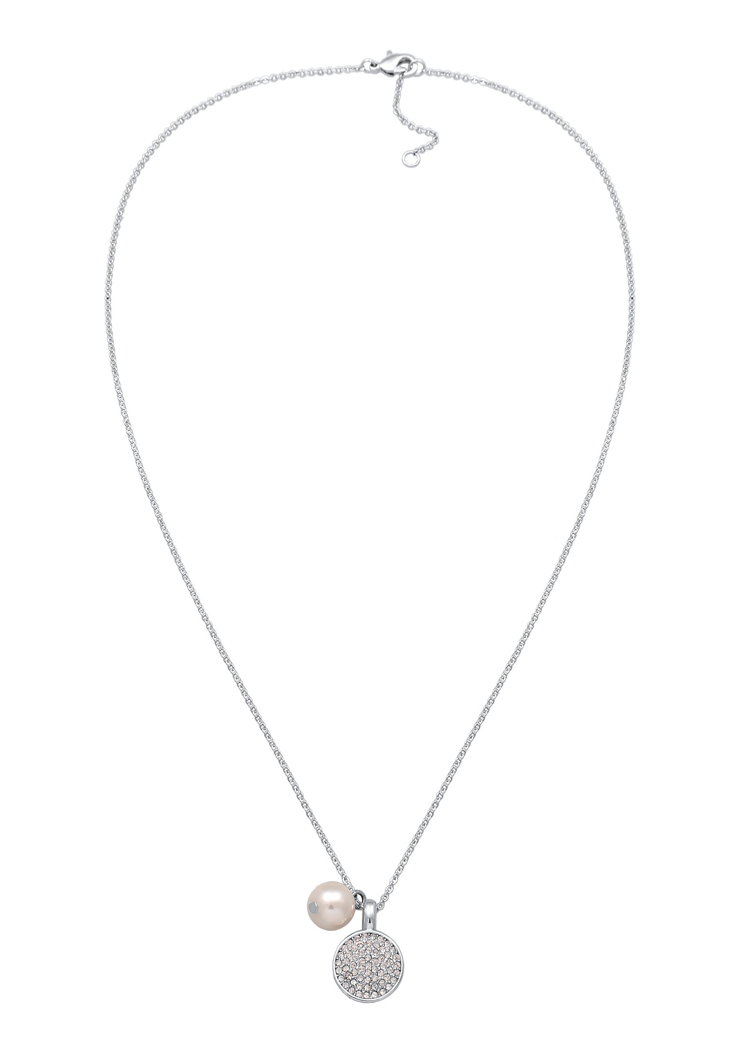 Elli Femmes Pendentif Plaquette Couleur Argent avec Perle Synthétique et Cristaux