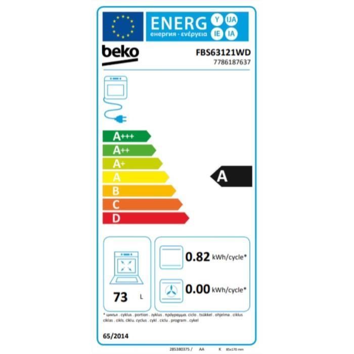 Cuisinière mixte - BEKO - FBS63121WD - 73L - 4 feux (3 foyers gaz + 1 électrique)