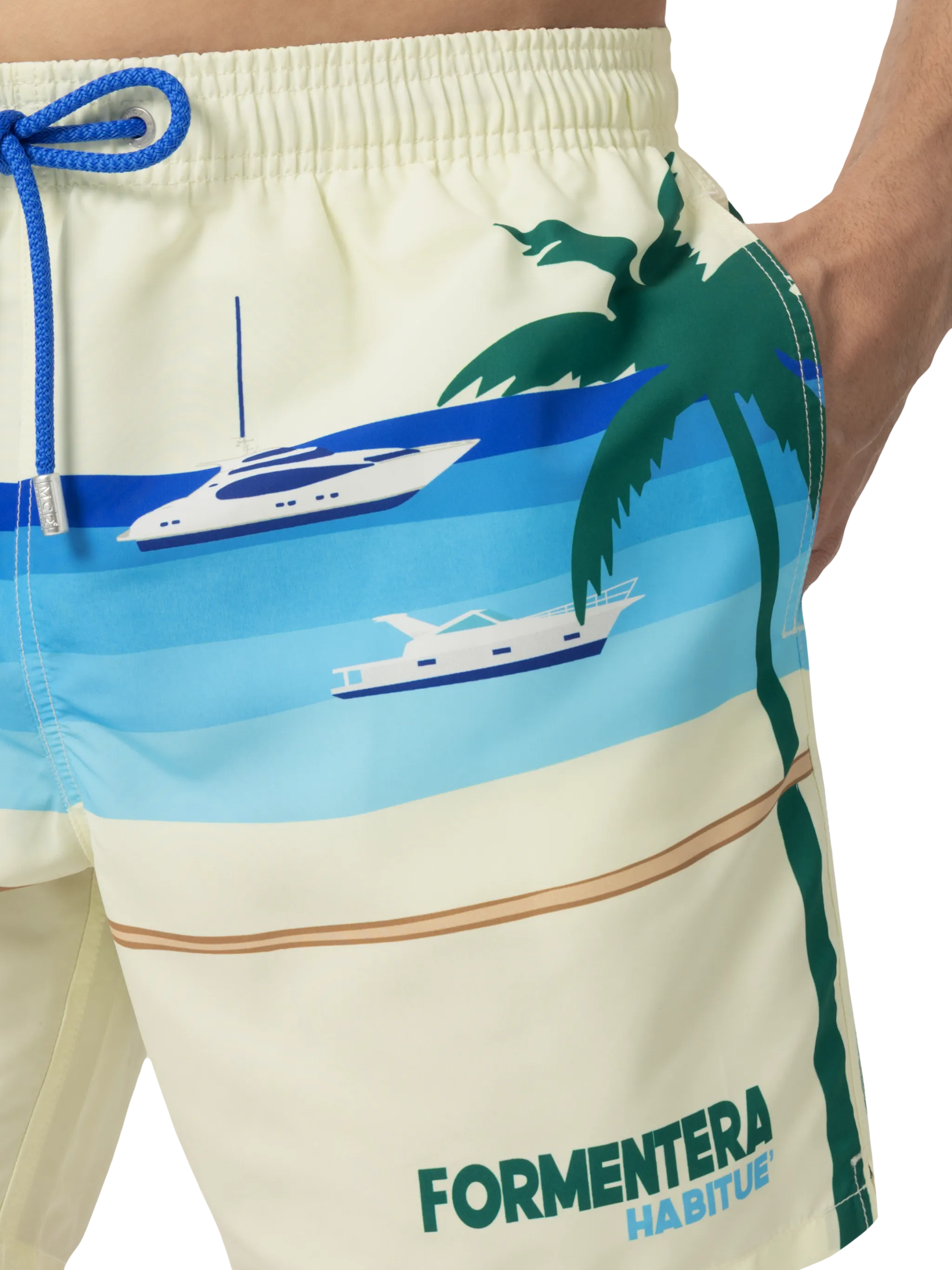 Gustavia midi-badpak met print van een ansichtkaart van Formentera