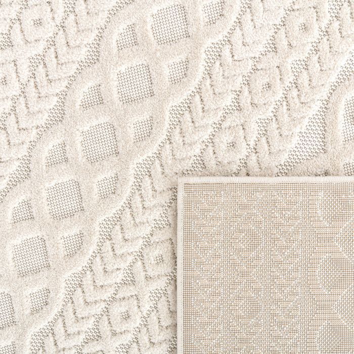 Paco Home Tapis Salon Chambre Adulte Poils Ras Uni Motif Boho Motif Scandinave Crème Crème Crème 80x150 cm