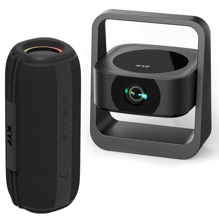 KYF DRAAGBARE BIOSCOOPSET – Opvouwbare en compacte Android 13 inch Full HD-projector + 60W Bluetooth-luidspreker IPX6