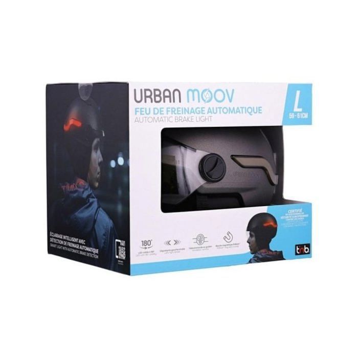 Casco da bici Tnb URBAN MOOV VIZION LED con luce freno automatica - Grigio - L
