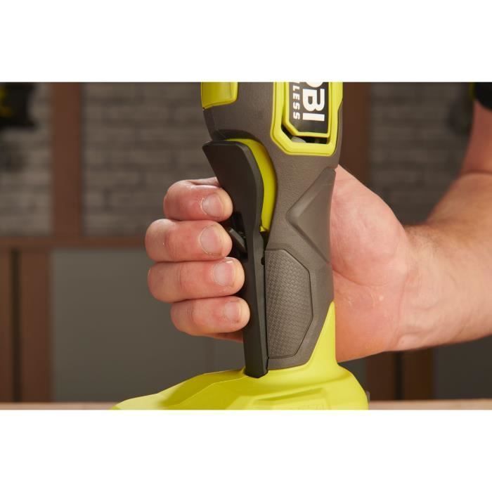 RYOBI - Amoladora angular sin escobillas - 18 V - 125 mm - 8000-9200 RPM + 1 batería de 4 Ah + cargador - RC18120B-140X