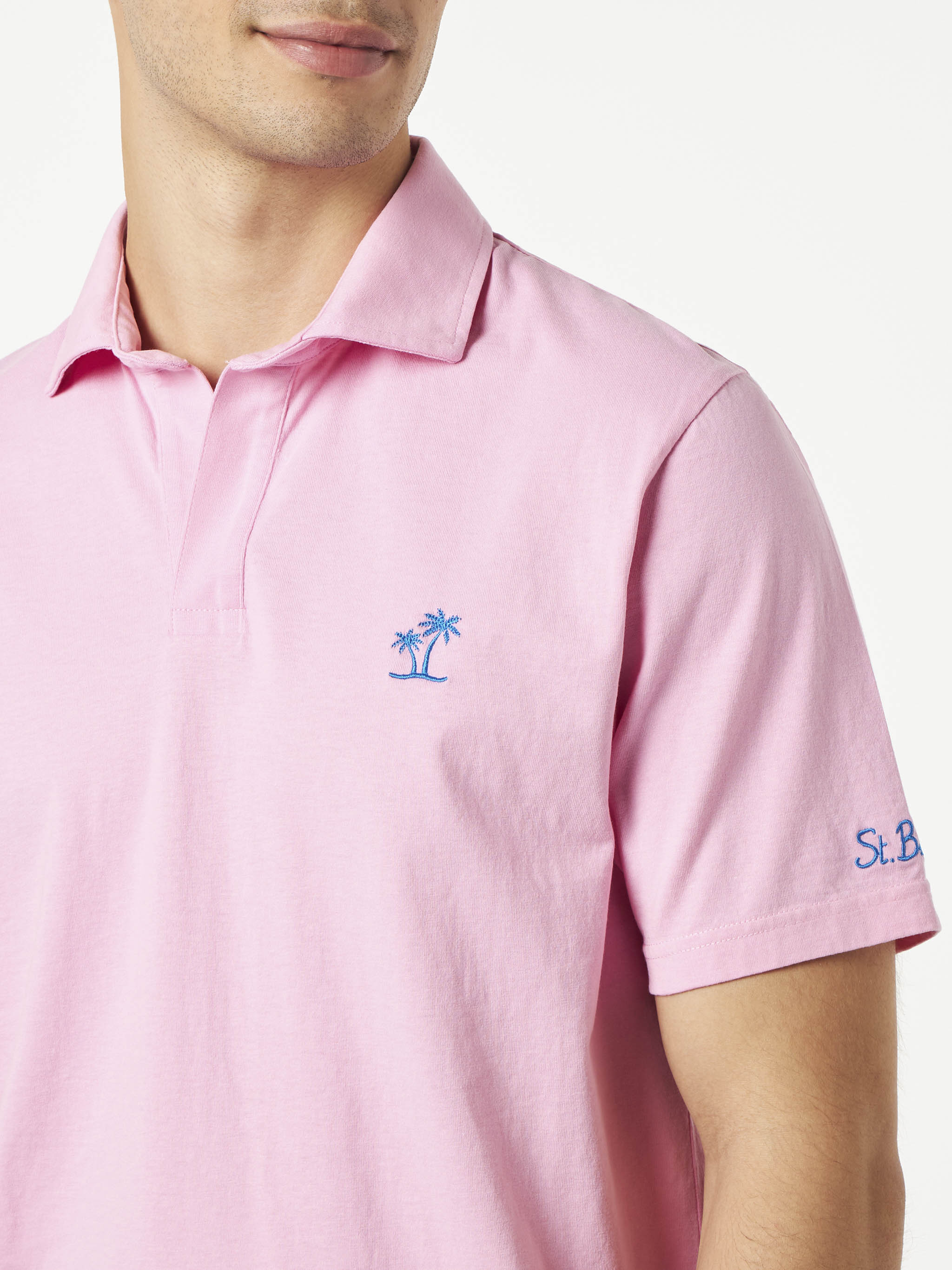Roze katoenen poloshirt voor heren