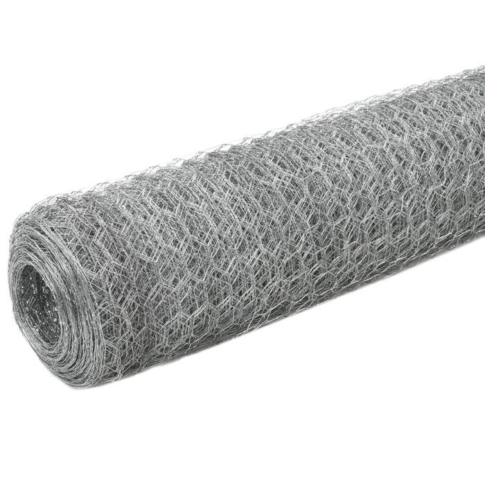 cerca de jardim hexagonal prateada em malha de aço galvanizado vidaXL 25x1,5 m 143325
