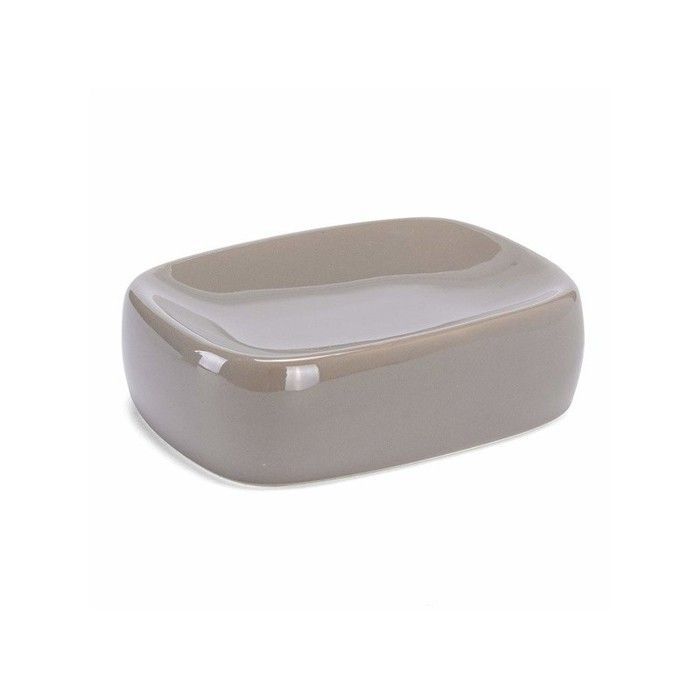 Accesorios de baño - MSV - Juego de 3 accesorios clásicos de cerámica - Color topo - Dimensiones 7x7x16.5