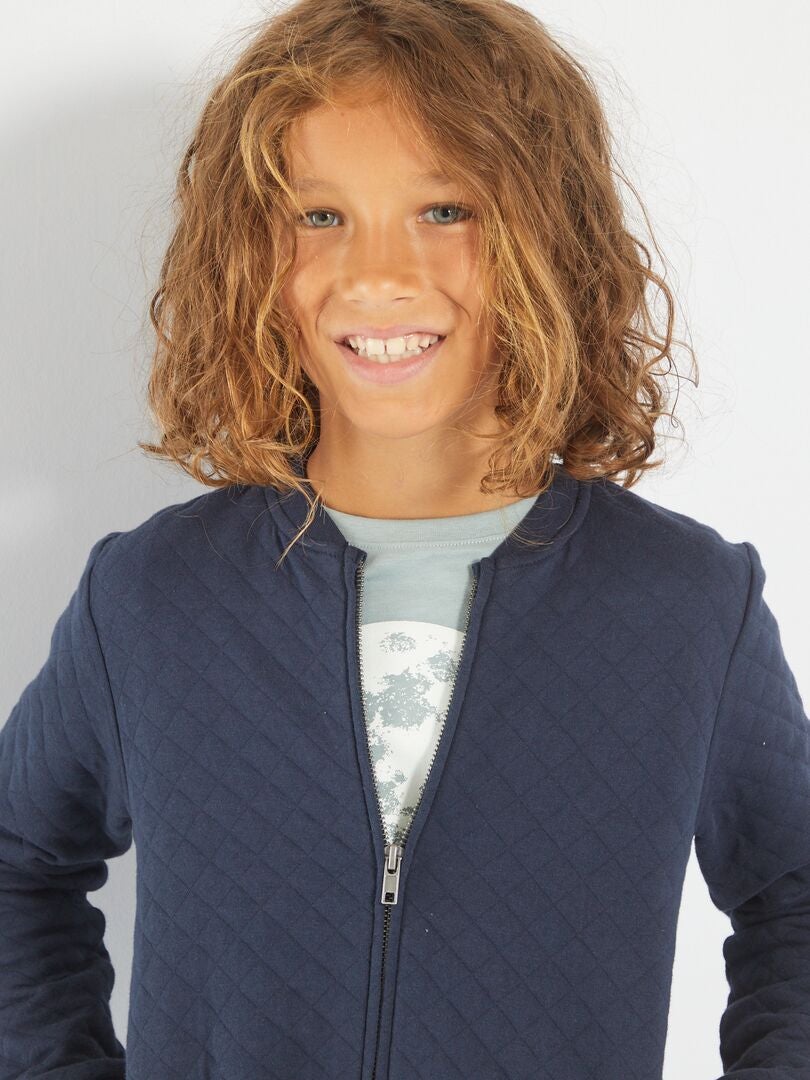 Trui met ritssluiting van jersey - blauw
