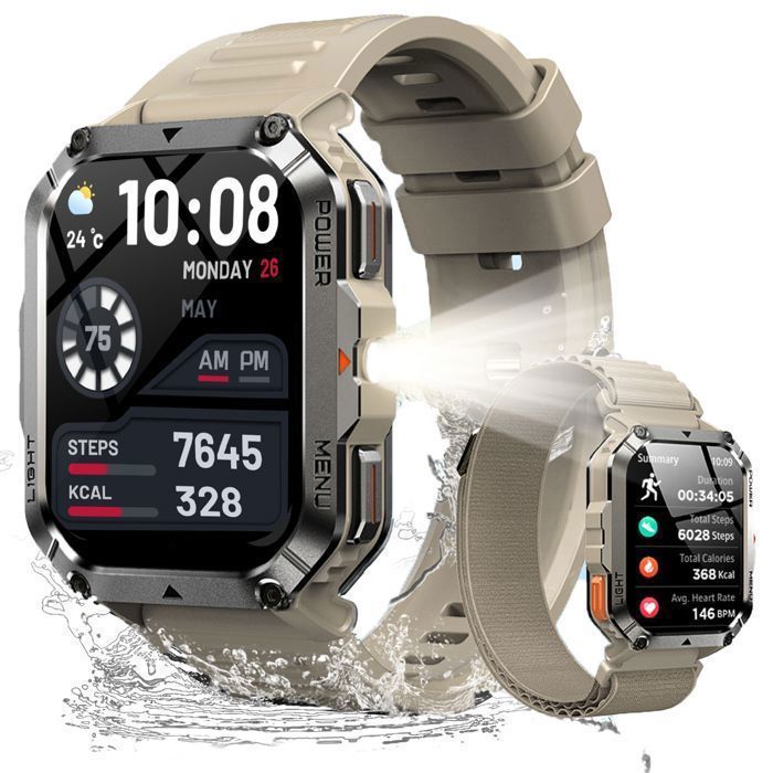 Blackview Montre Connectée Homme Appel 900mAh Boussole 2.01