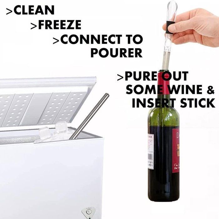 Enfriador de vino - enfriador de botellas de vino - enfriador de vino de acero inoxidable - decantador de vino con varilla