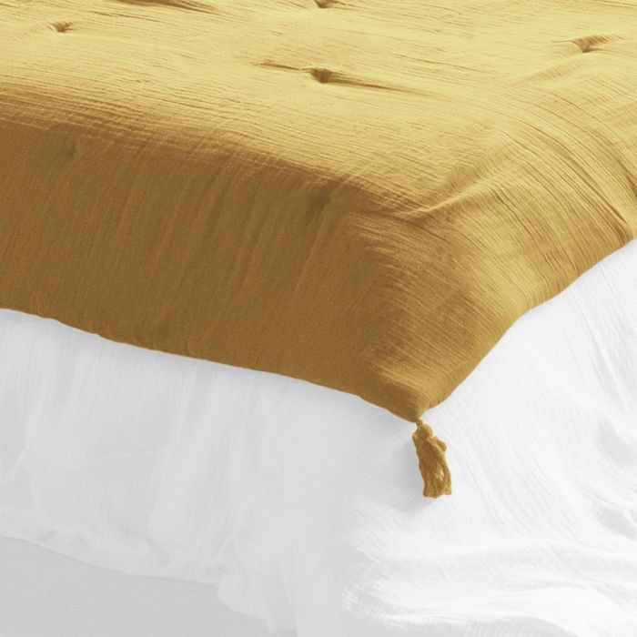 Edredom 150x150 cm em gaze de algodão cor açafrão