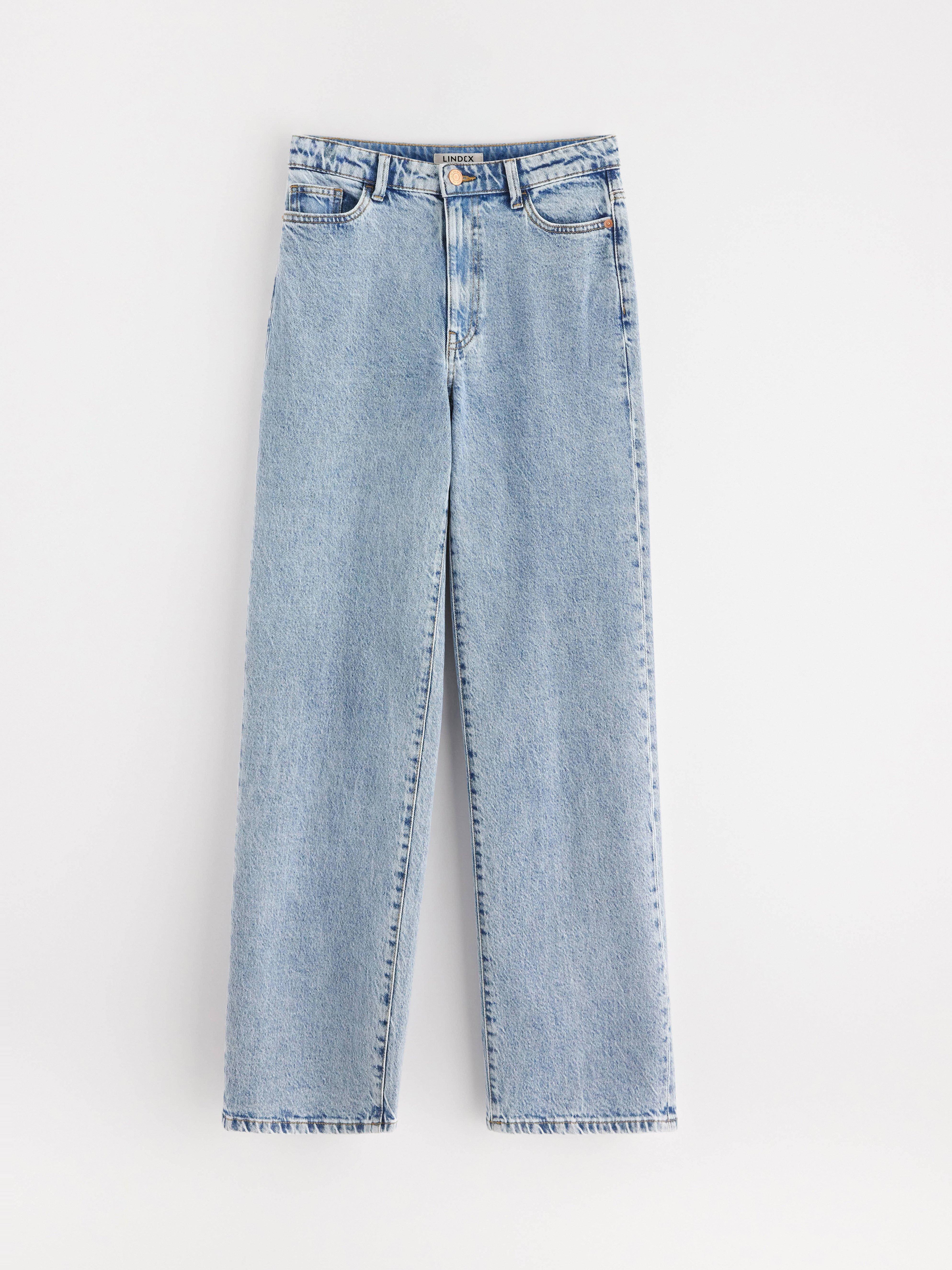 Calça jeans WIDE Hanna com leve elastano. Jeans claro.