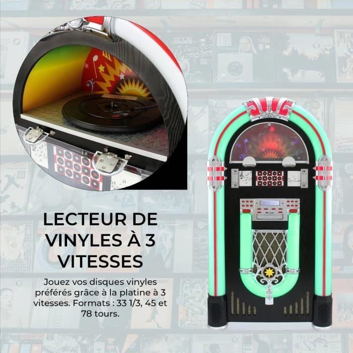 Jukebox retrò MonsterShop - Lettore CD, MP3, Bluetooth, Radio, AUX, Illuminazione