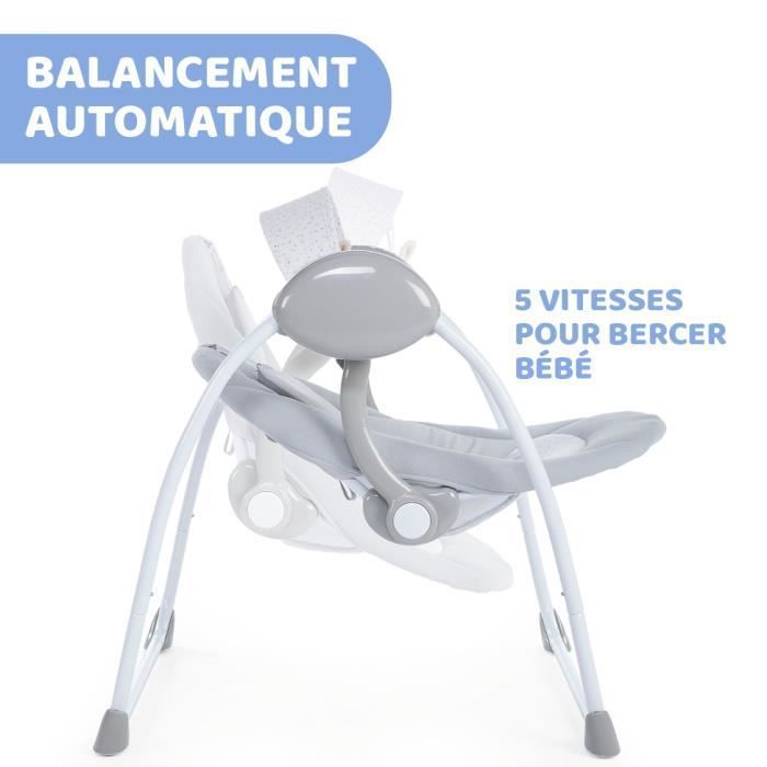 Columpio Chicco Relax and Play - Gris - Columpio automático - Barra de juguetes - Asiento acolchado