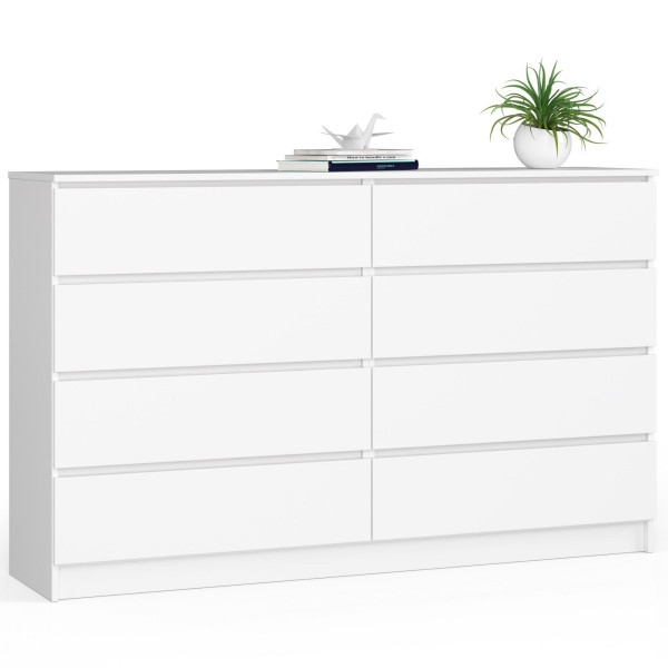 Komoda AKORD K160 Biała 160 cm 8 szuflad 160x40x99 cm
