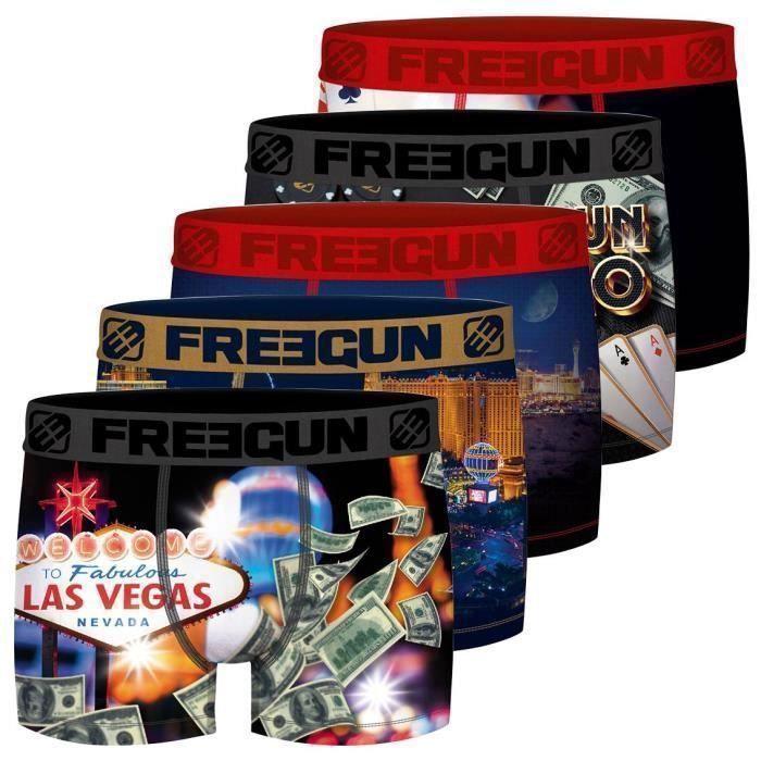 Pack de 5 calzoncillos bóxer para niño de la marca Seven - FREEGUN - Multicolor - Rojo - 100% algodón