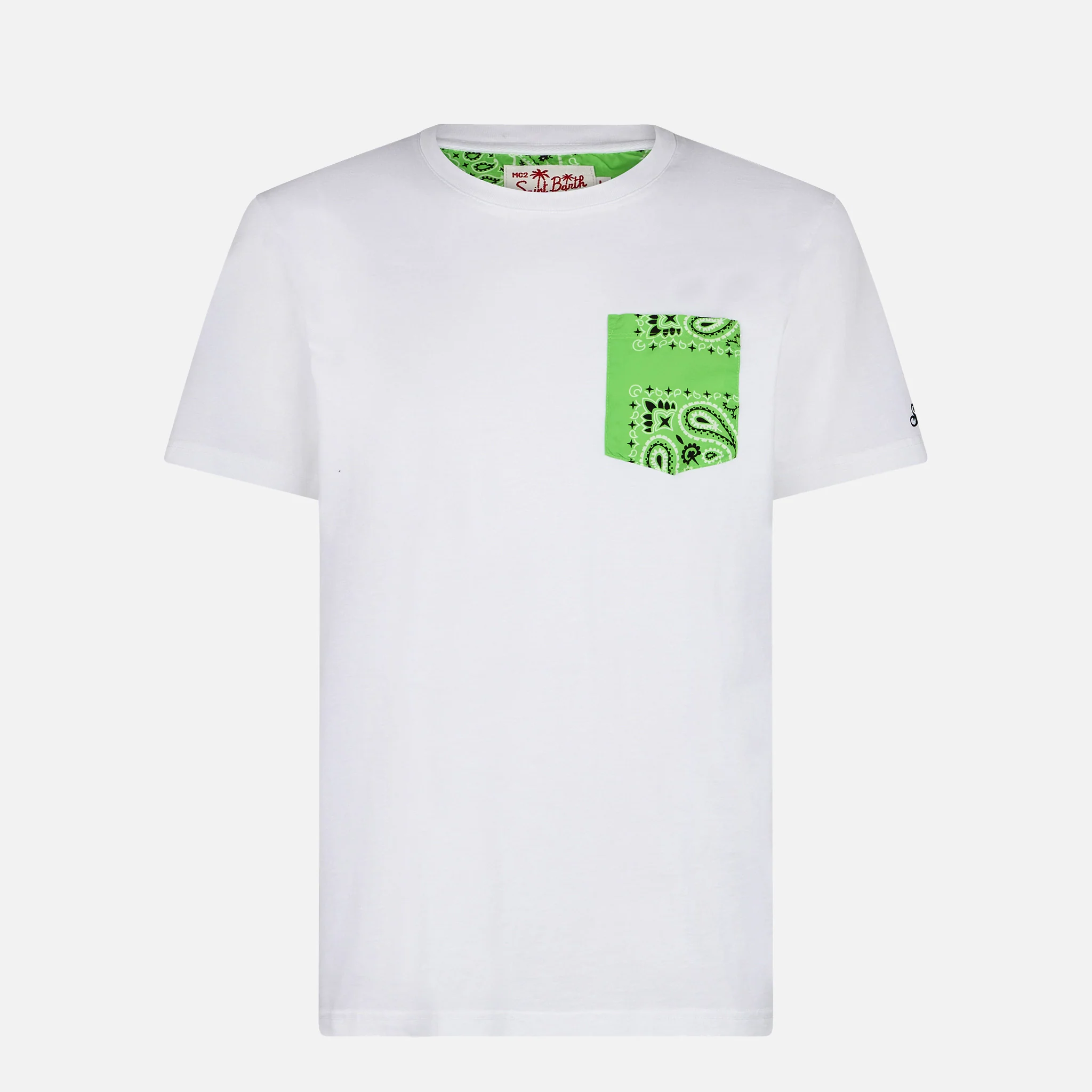 Heren katoenen T-shirt met groene bandana-zak