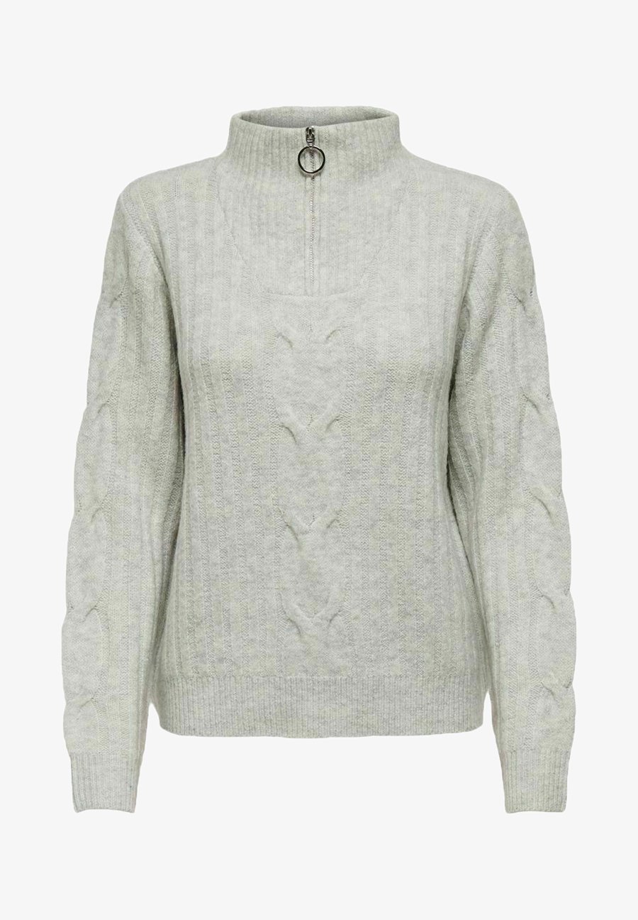 JDY ZIPPER BRAIDER - Maglione - grigio melange super chiaro