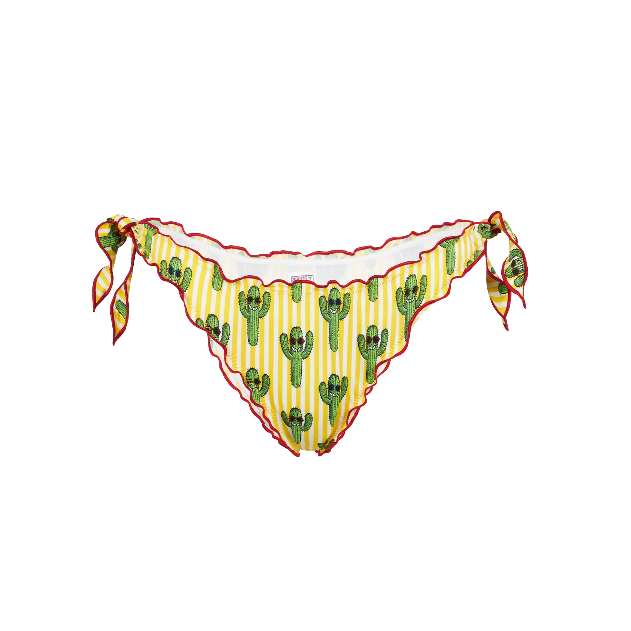 Traje de baño de mujer con volantes y estampado de cactus