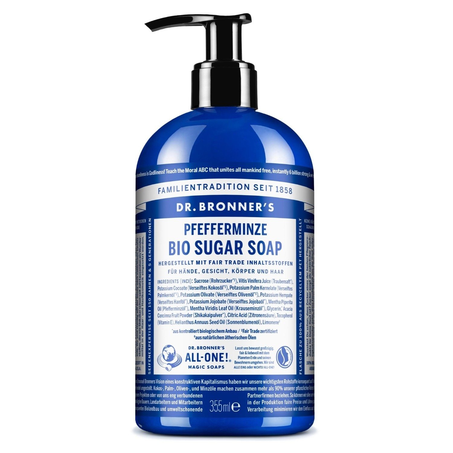 Dr. Bronner's gel za tuširanje s okusom paprene metvice i organskim šećerom - 355 ml