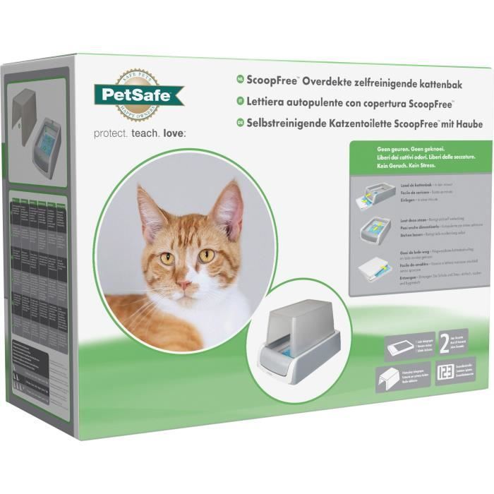 PETSAFE - Bac à Litière Auto-nettoyante ScoopFree 1,5 et son Couvercle