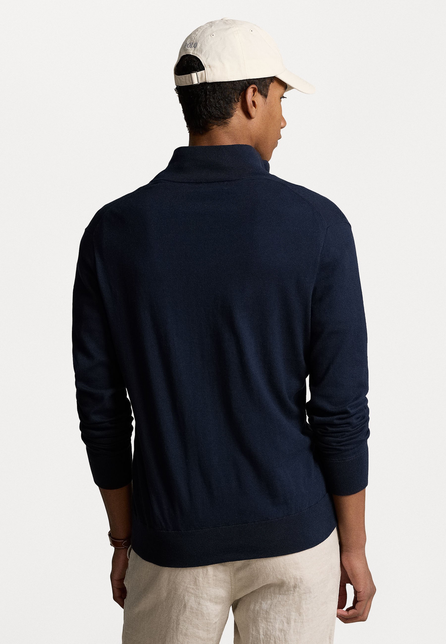 Cardigan Polo Ralph Lauren in cotone con zip intera - blu navy/blu invernale