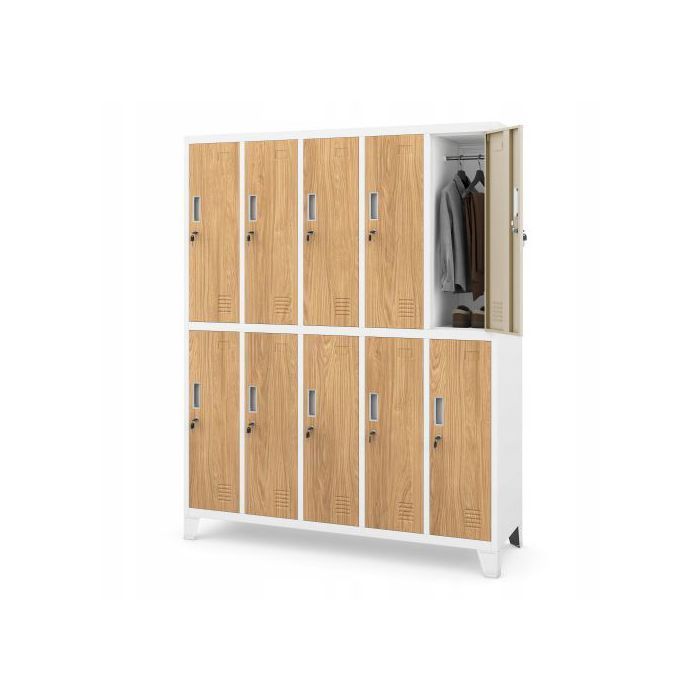 JAN NOWAK Metal locker cabinet for schools and changing rooms BARTEK White / Golden Oak