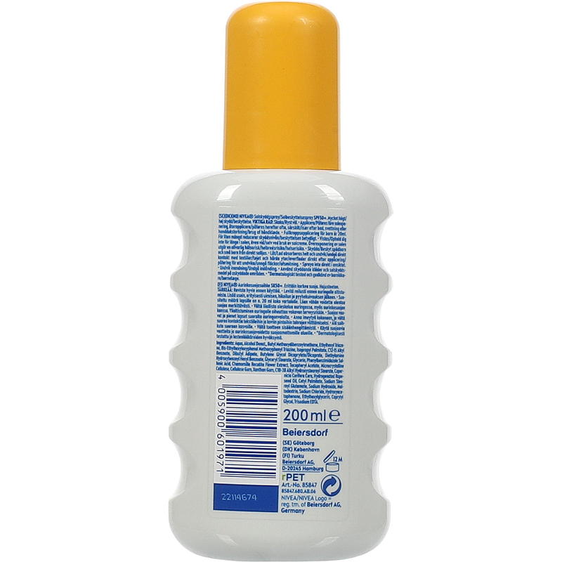 Nivea Nivea Sun SPF50 spray 200 ml per pelli sensibili e bambini
