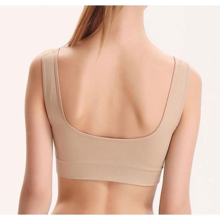 Pack de 6 sujetadores deportivos cómodos sin costuras para mujer, negro, blanco, nude, rosa aguamarina, morado, azul, rojo, rosa #XL