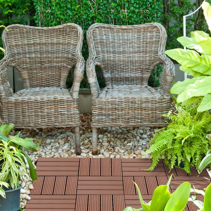 Baldosas para jardín - Outsunny - juego de 11 - antideslizantes y resistentes a la intemperie - fabricadas en HDPE - 30 x 30 x 2,2 cm - marrón claro